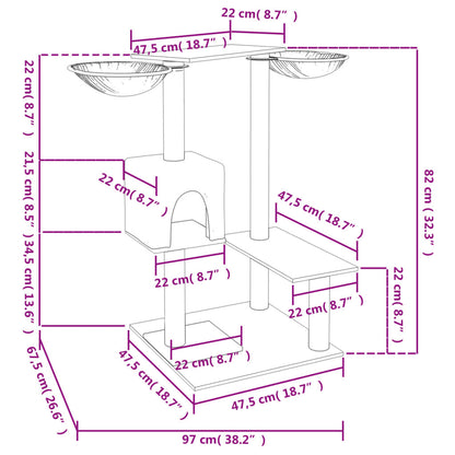 Tiragraffi con albero per gatti, crema, 82 cm