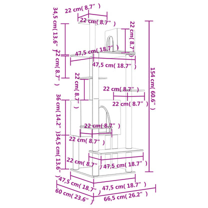 Kratzbaum mit Sisal-Kratzsäulen Hellgrau 154 cm