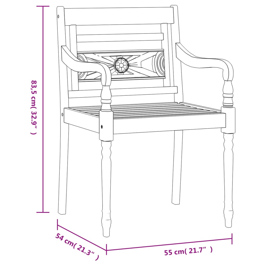 Batavia-Stühle 4 Stk. Weiß Massivholz Teak