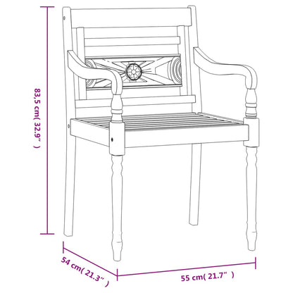 Batavia-Stühle 8 Stk. Weiß Massivholz Teak