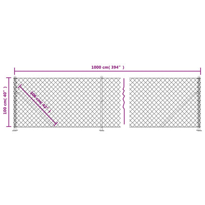 Maschendrahtzaun mit Bodenflansch Anthrazit 1x10 m