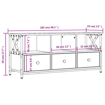 TV-Schrank Sonoma Eiche 102x33x45 cm Holzwerkstoff & Eisen