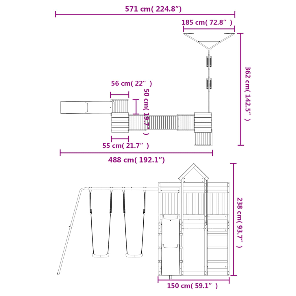 Spielturm Massivholz Douglasie