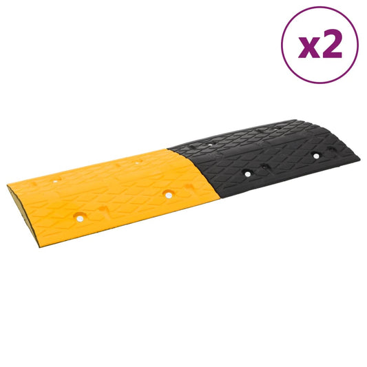 Bodenschwellen 2 Stk. Gelb & Schwarz 97x32,5x4 cm Gummi