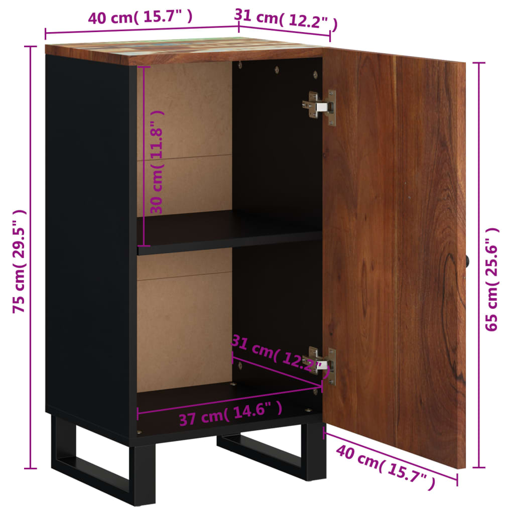 Sideboard mit Tür 40x31x75 cm Altholz Massiv