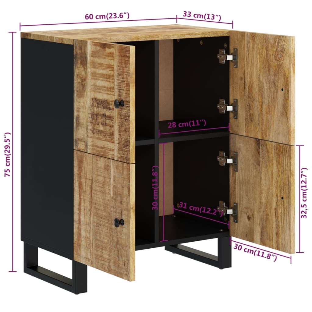 Sideboard mit 4 Türen 60x33x75 cm Massivholz Mango