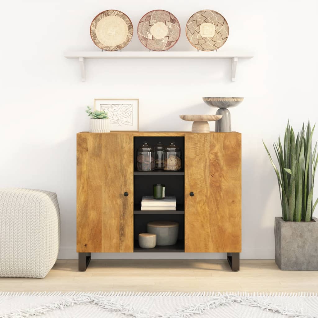 Sideboard mit 2 Türen 90x33x75 cm Massivholz Mango