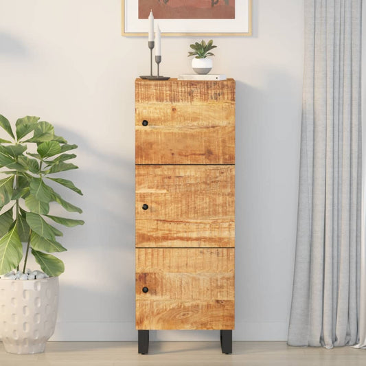 Highboard mit 3 Türen 40x33x110 cm Massivholz Mango & Eisen