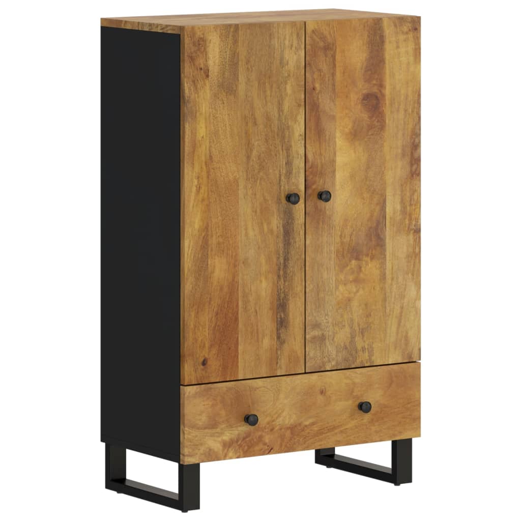 Highboard mit Schublade 60x33x100 cm Massivholz Mango & Eisen