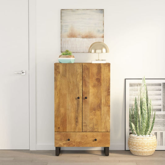 Highboard mit Schublade 60x33x100 cm Massivholz Mango & Eisen