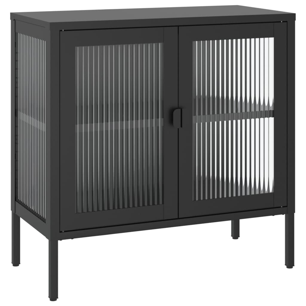 Sideboard Schwarz 70x35x70 cm Glas und Stahl