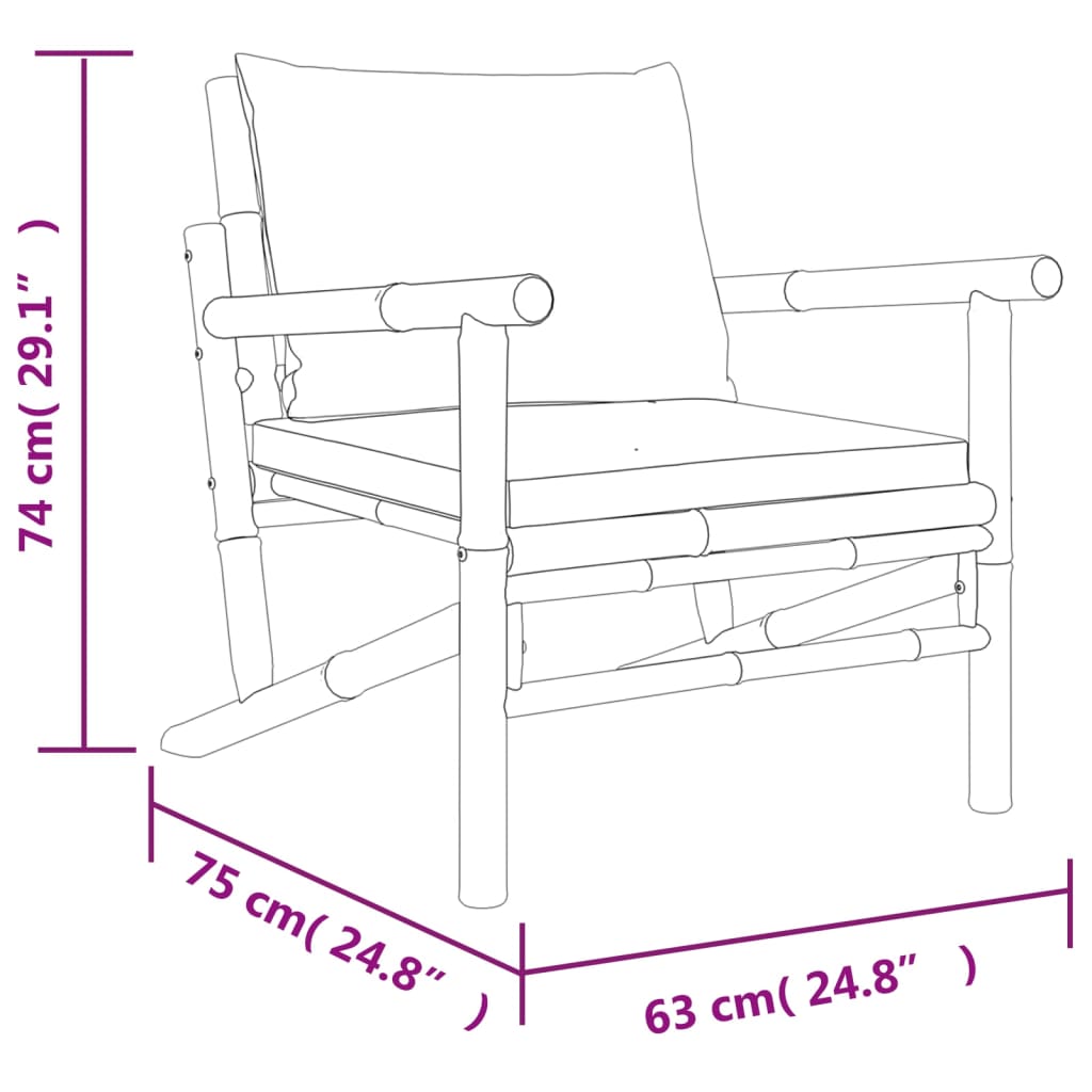 5-tlg. Garten-Lounge-Set mit Dunkelgrauen Kissen Bambus