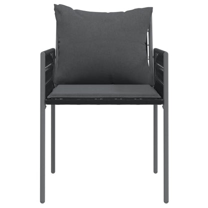 Gartenstühle mit Kissen 2 Stk. Schwarz 54x61x83 cm Poly Rattan