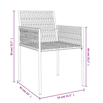 Gartenstühle mit Kissen 2 Stk. Schwarz 54x61x83 cm Poly Rattan