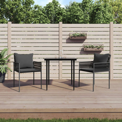 Gartenstühle mit Kissen 2 Stk. Schwarz 54x61x83 cm Poly Rattan