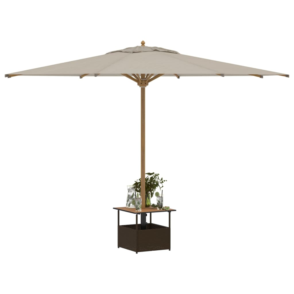 Gartentisch mit Schirmloch Braun 55x55x46,5 cm Poly Rattan