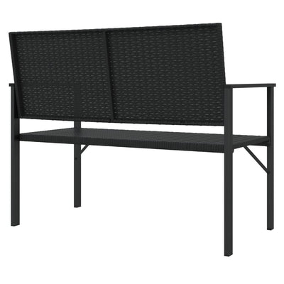 Gartenbank 2-Sitzer Schwarz Poly Rattan