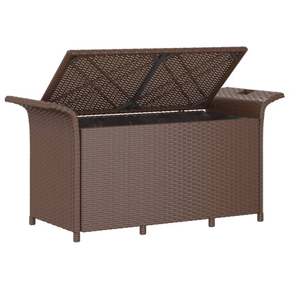 Gartenbank mit Kissen Braun 116x46x57 cm Poly Rattan