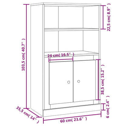 Highboard Schwarz 60x35,5x103,5 cm Holzwerkstoff