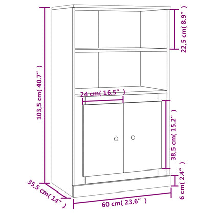 Highboard Hochglanz-Weiß 60x35,5x103,5 cm Holzwerkstoff