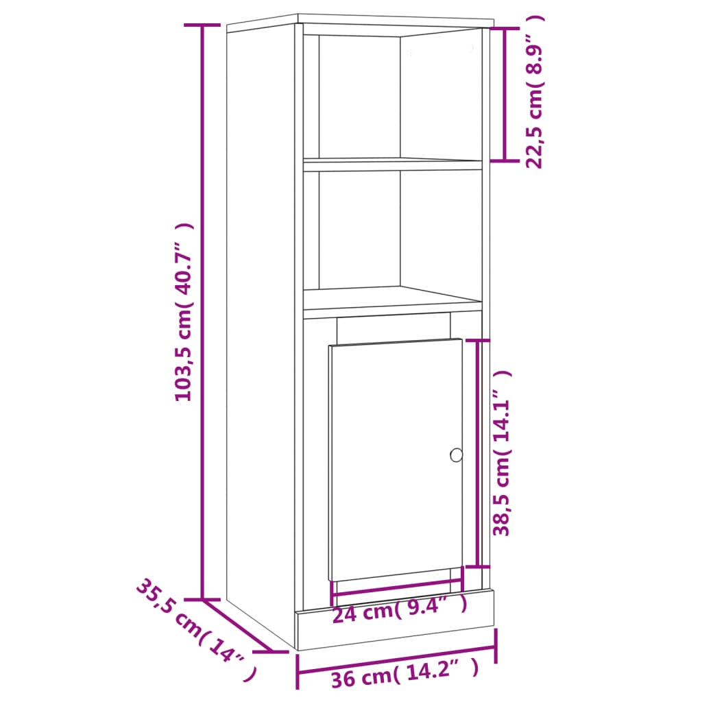 Highboard Sonoma-Eiche 36x35,5x103,5 cm Holzwerkstoff