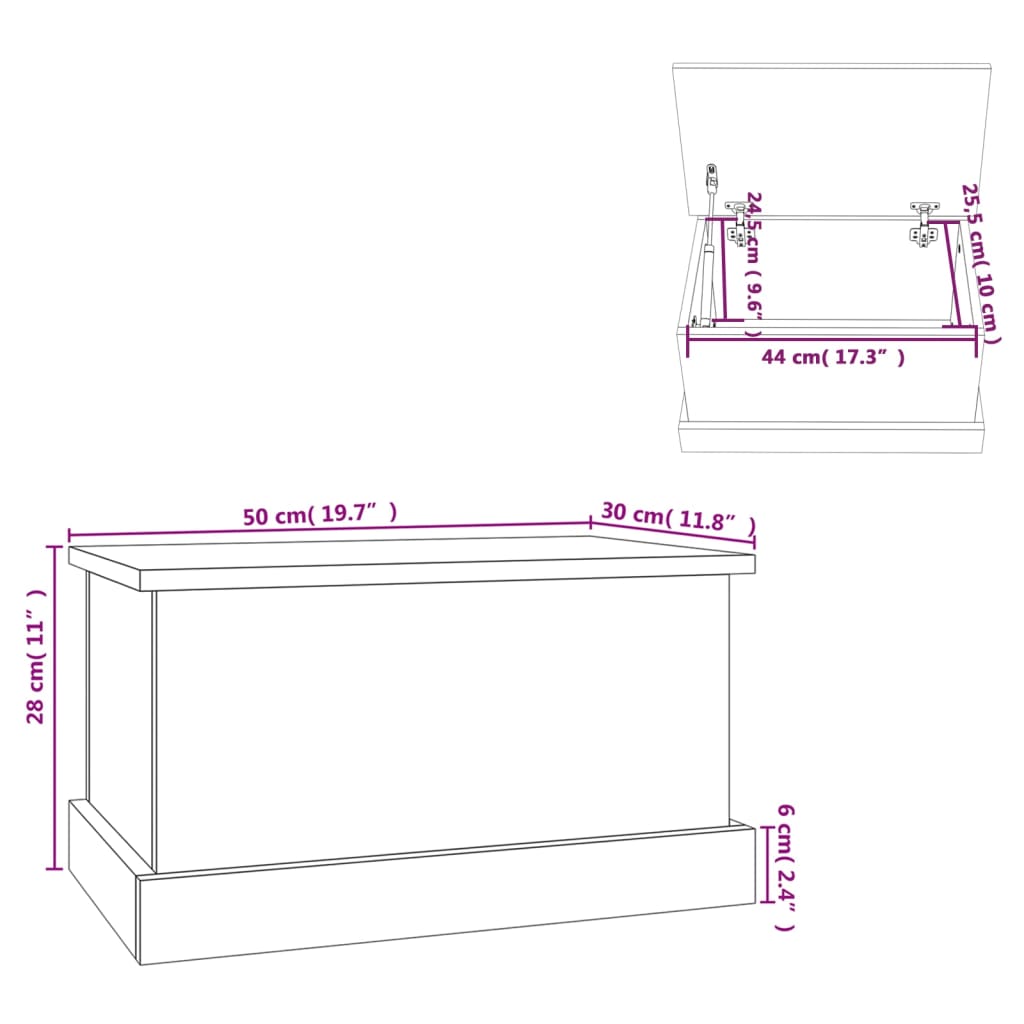 Truhe Betongrau 50x30x28 cm Holzwerkstoff