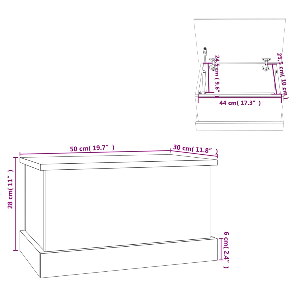 Truhe Grau Sonoma 50x30x28 cm Holzwerkstoff