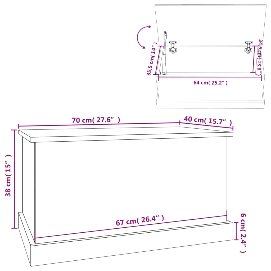 Truhe Grau Sonoma 70x40x38 cm Holzwerkstoff