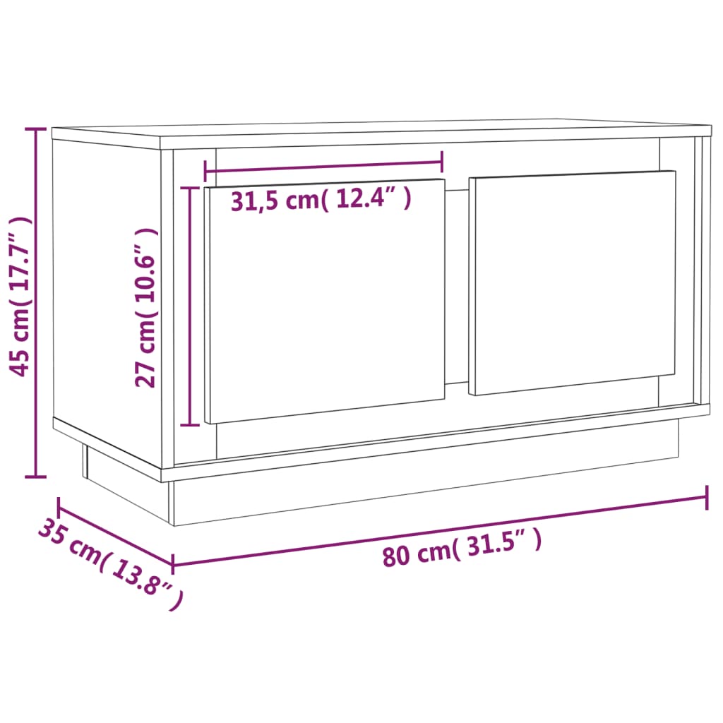 TV-Schrank Weiß 80x35x45 cm Holzwerkstoff