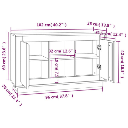 Sideboard Hochglanz-Weiß 102x35x60 cm Holzwerkstoff