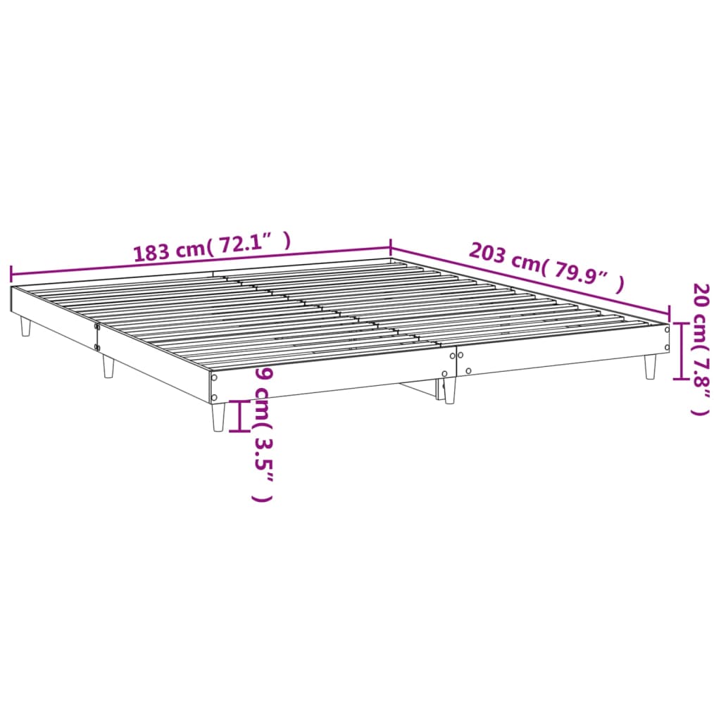 Bettgestell ohne Matratze Braun Eiche 120x200 cm Holzwerkstoff