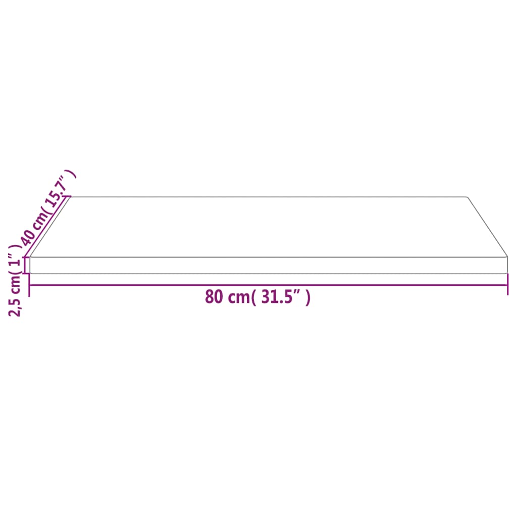 Schreibtischplatte 80x40x2,5 cm Massivholz Kiefer