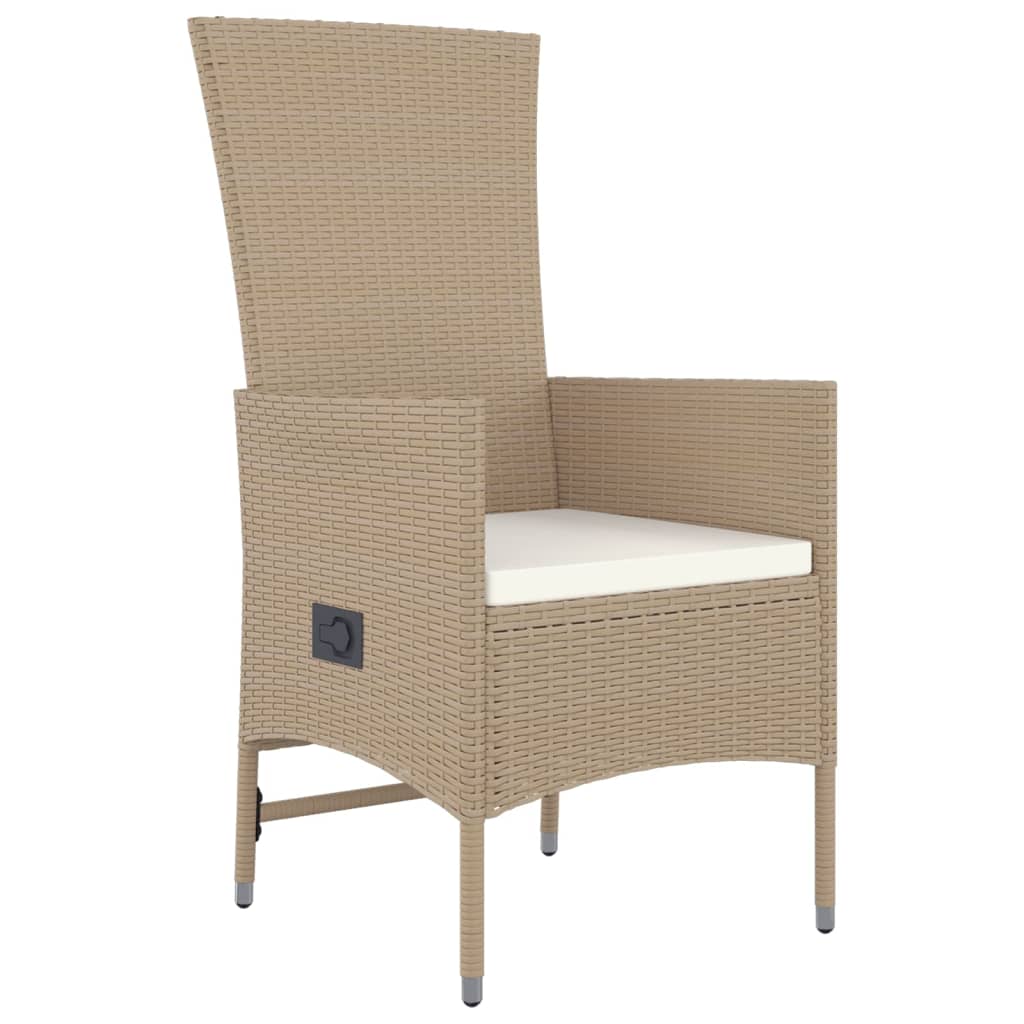 3-tlg. Garten-Essgruppe mit Kissen Beige Poly Rattan