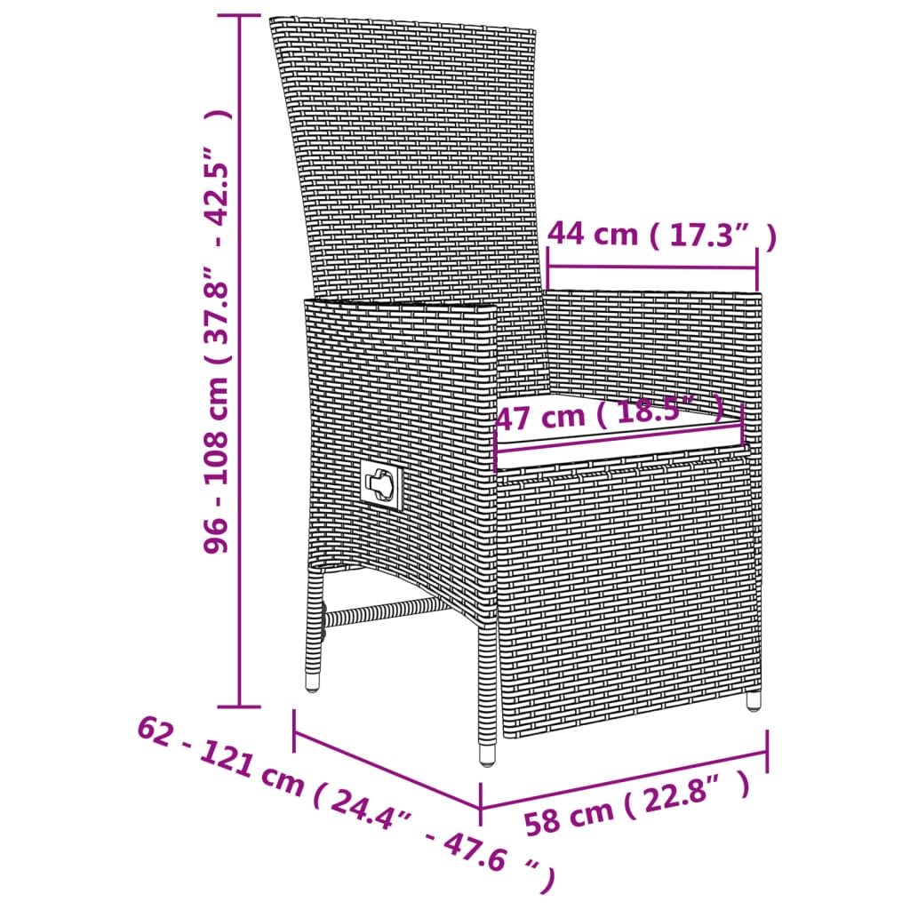 9-tlg. Garten-Essgruppe mit Kissen Beige Poly Rattan