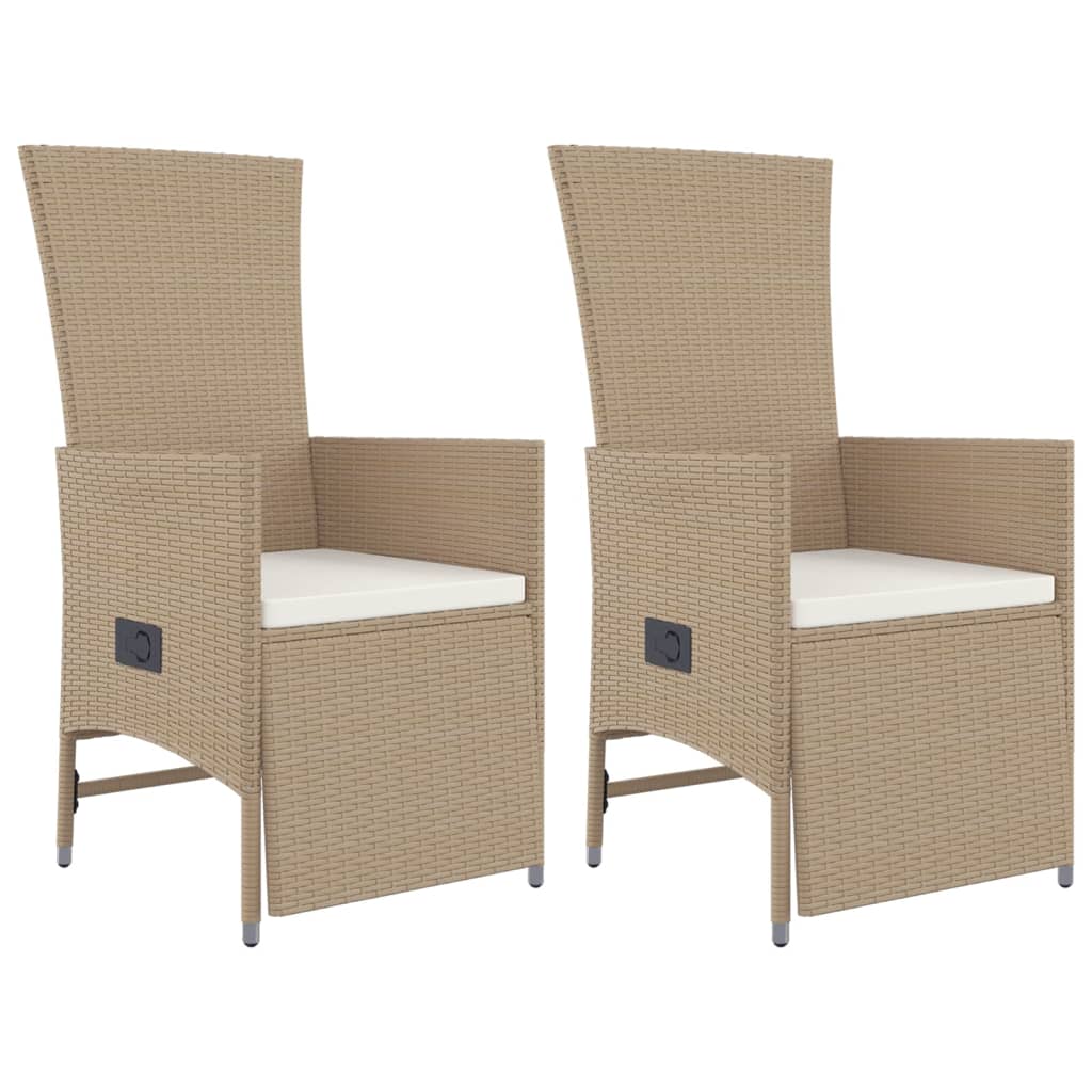 3-tlg. Garten-Essgruppe mit Kissen Beige Poly Rattan