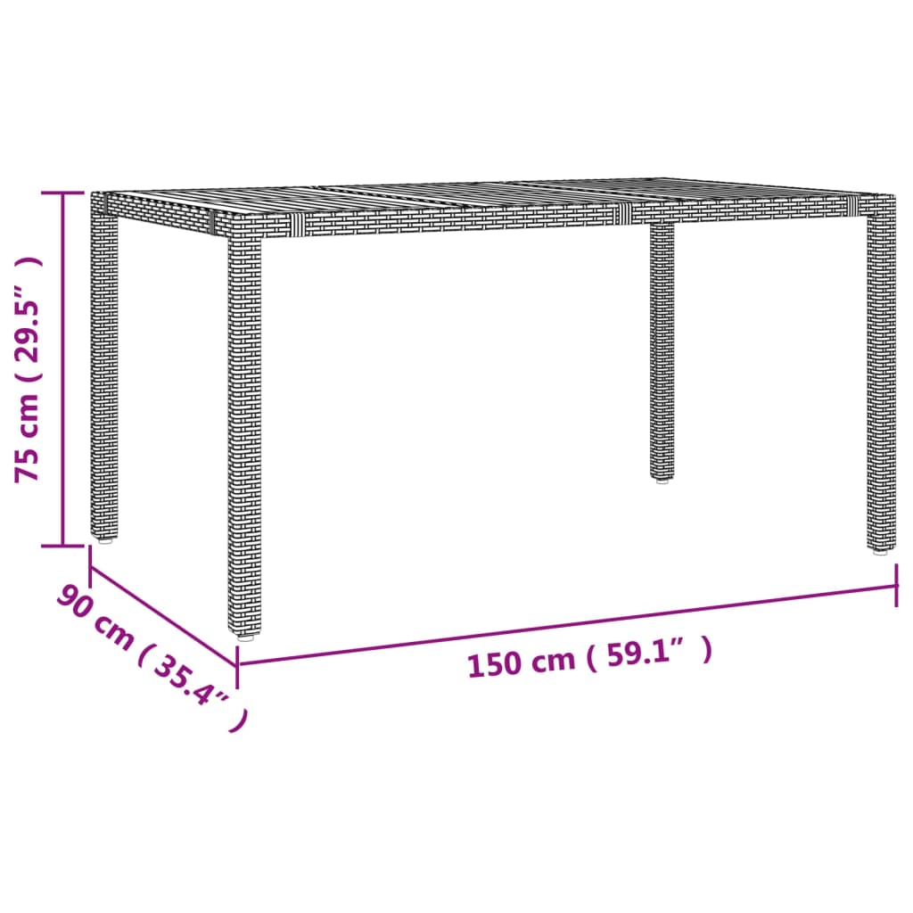 5-tlg. Garten-Essgruppe mit Kissen Grau Poly Rattan