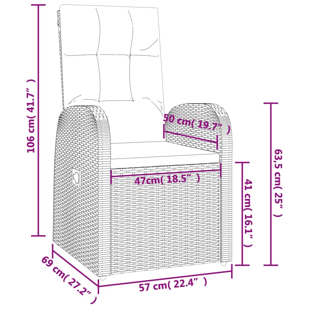 7-tlg. Garten-Essgruppe mit Kissen Schwarz Poly Rattan