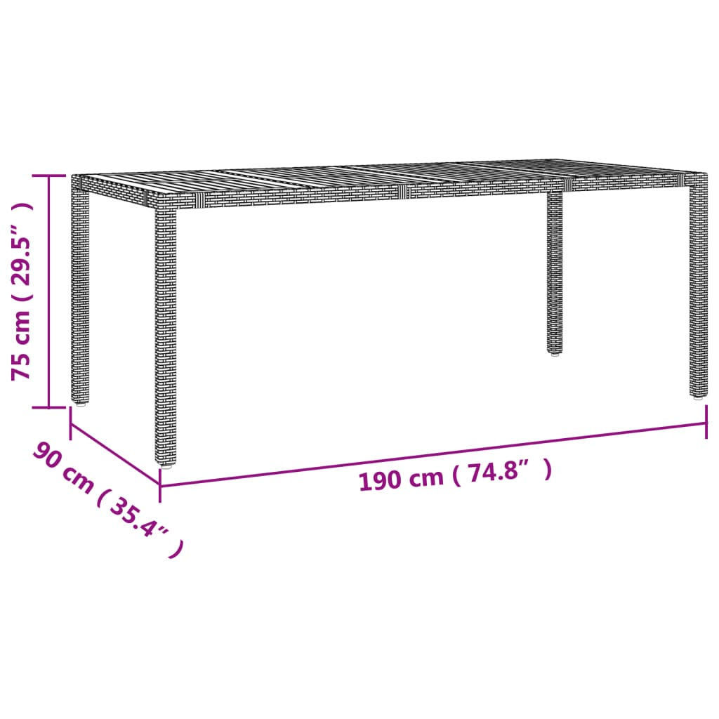 7-tlg. Garten-Essgruppe Schwarz Poly Rattan & Massivholz Akazie