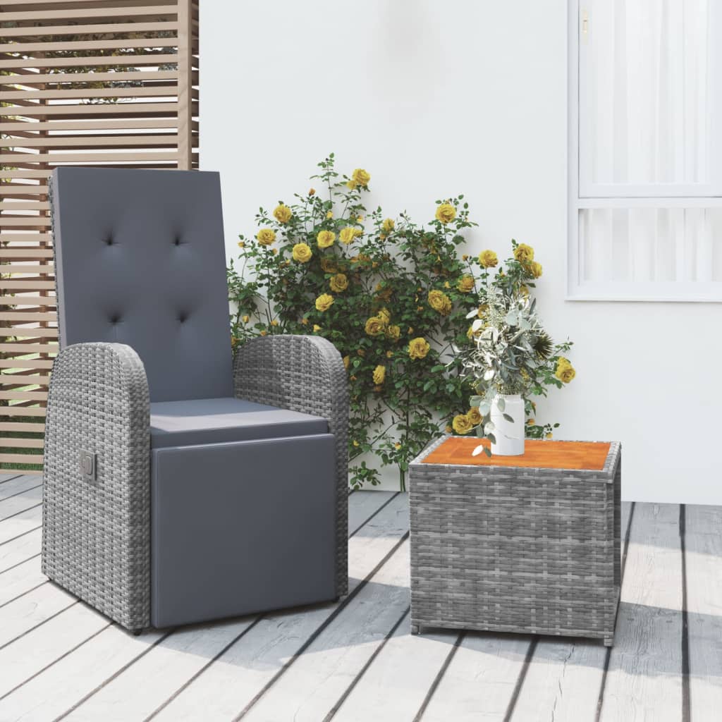 2-tlg. Garten-Lounge-Set Grau Poly Rattan & Massivholz Akazie