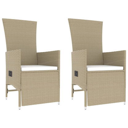 3-tlg. Garten-Lounge-Set Beige Poly Rattan & Stahl