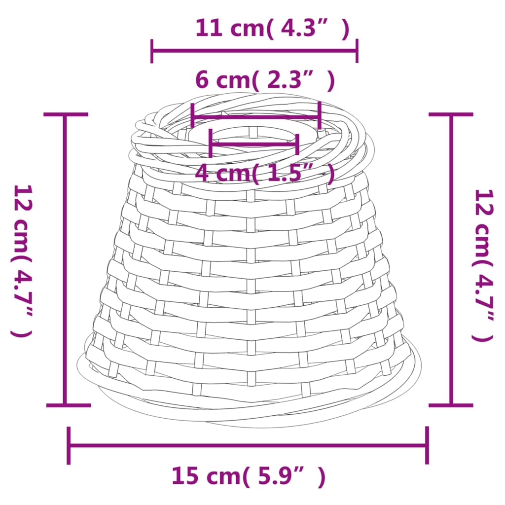 Lampenschirm Weiß Ø15x12 cm Korbweide