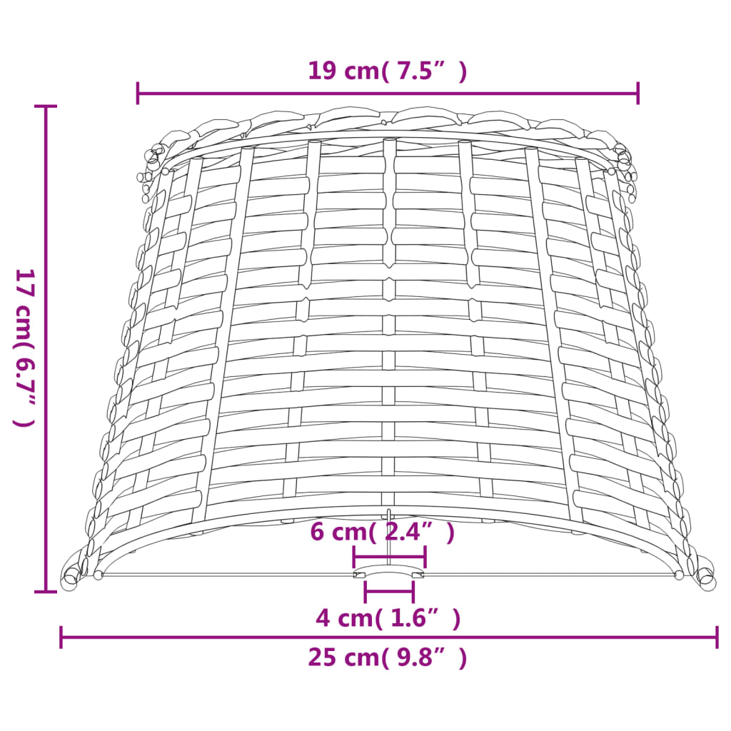 Lampenschirm Weiß Ø25x17 cm Korbweide