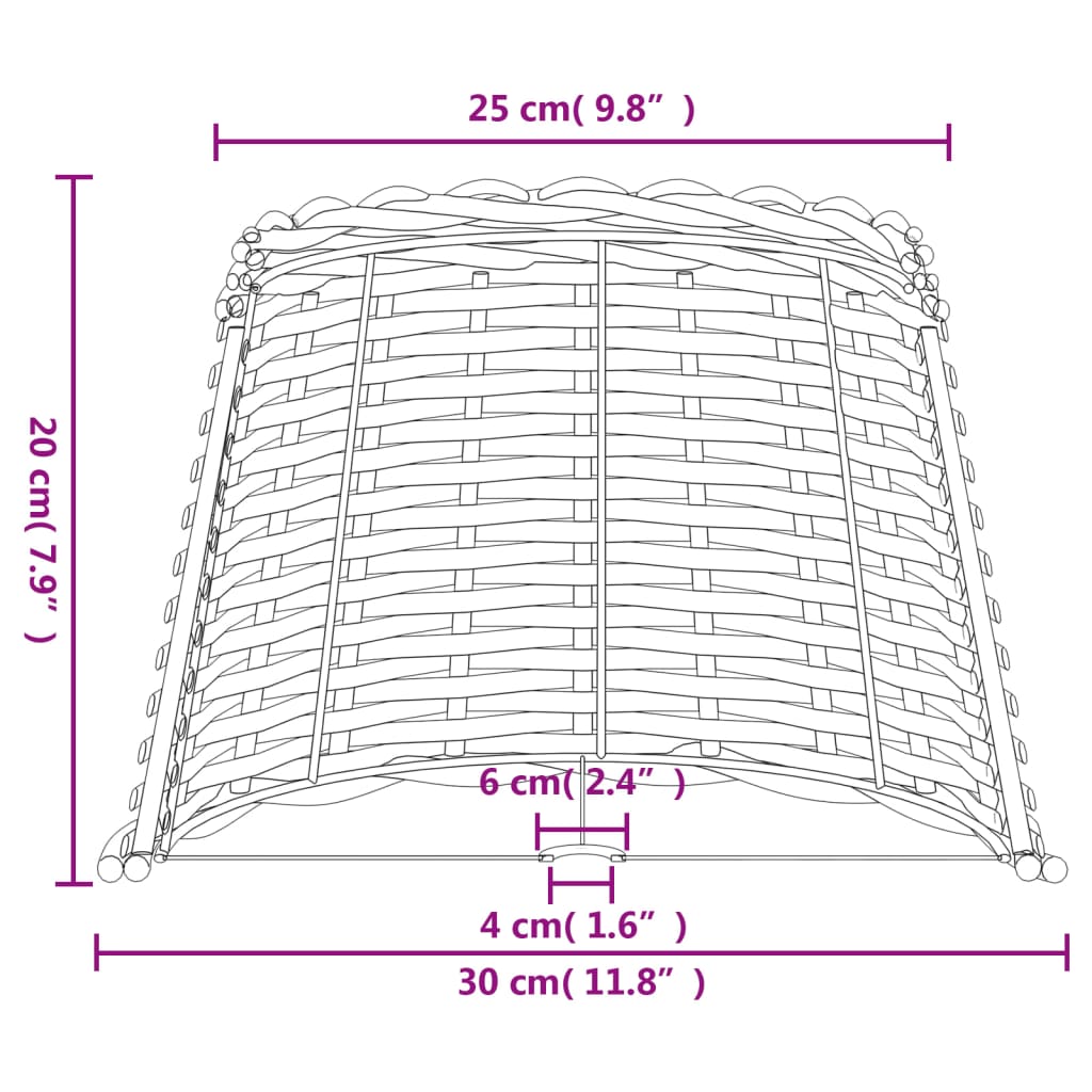 Lampenschirm Weiß Ø30x20 cm Korbweide