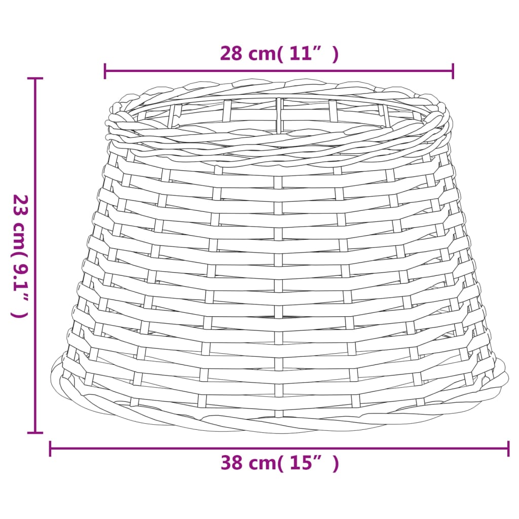 Lampenschirm Weiß Ø38x23 cm Korbweide