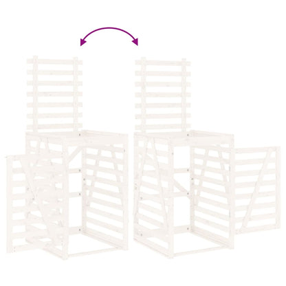 Mülltonnenbox für 2 Tonnen Weiß Massivholz Kiefer