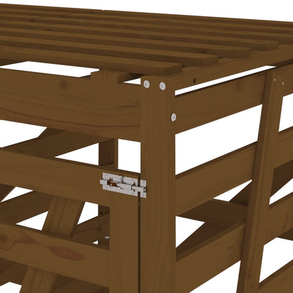 Mülltonnenbox für 3 Tonnen Honigbraun Massivholz Kiefer