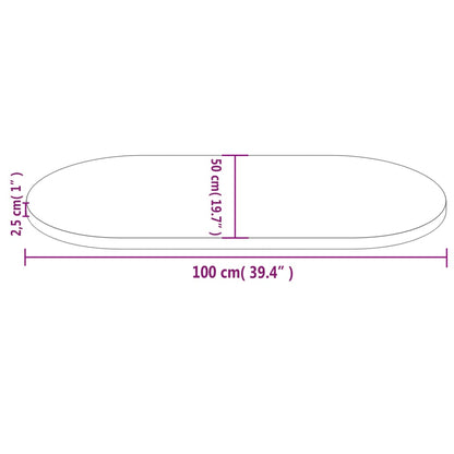 Tischplatte 100x50x2,5 cm Massivholz Kiefer Oval