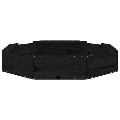 Sandkasten mit Sitzen Schwarz Achteck Massivholz Kiefer