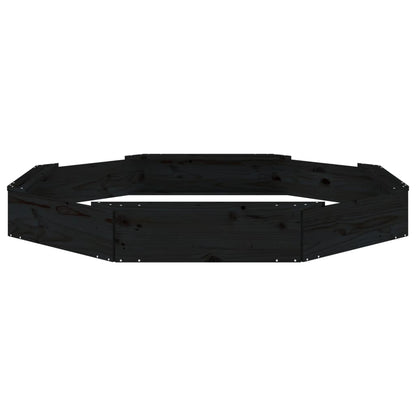 Sandkasten mit Sitzen Schwarz Achteck Massivholz Kiefer