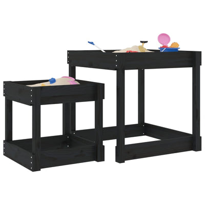 Sand-Spieltische 2 Stk. Schwarz Massivholz Kiefer